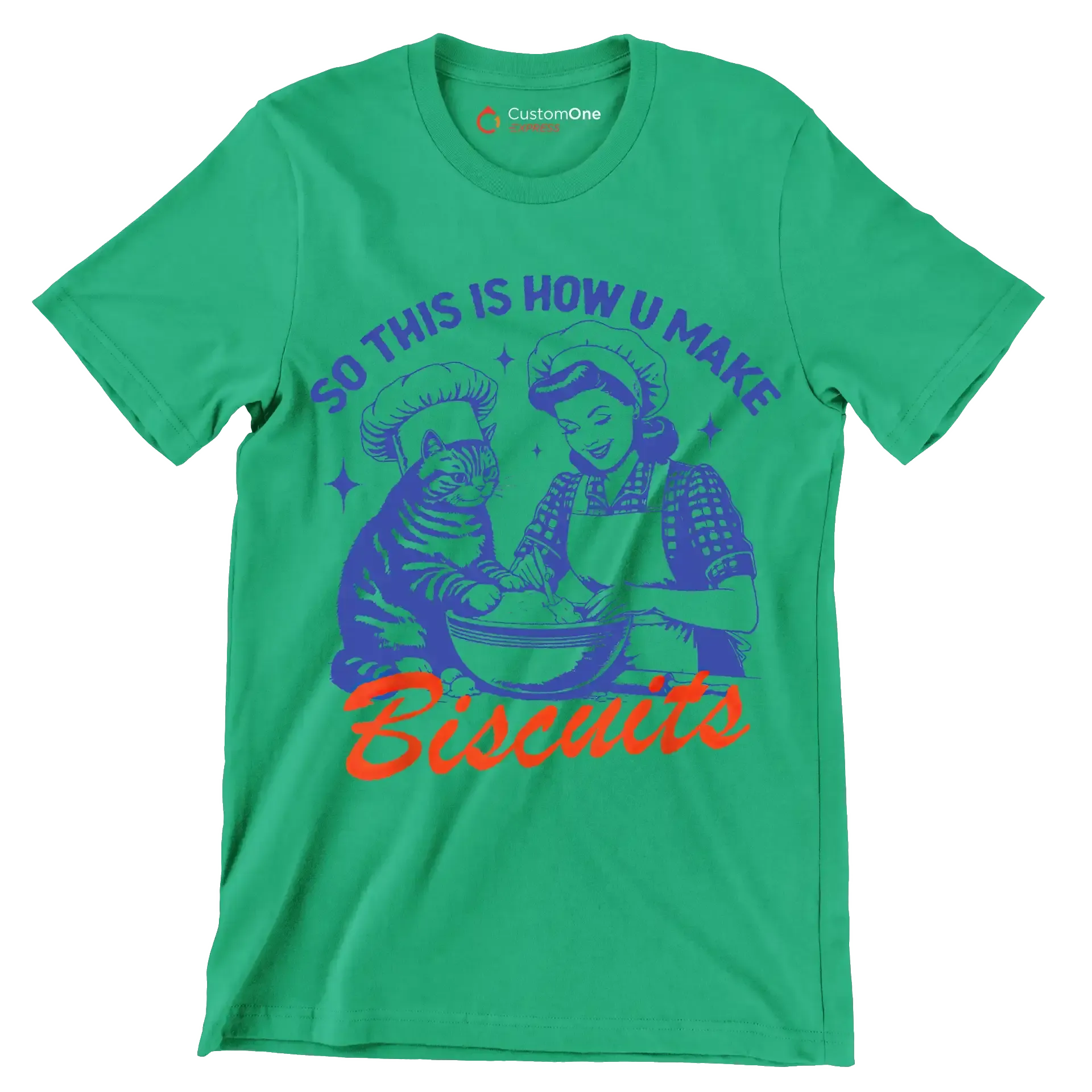 So this is how u make biscuits - Retro Themed T-Shirt-Green-S-Custom One Express