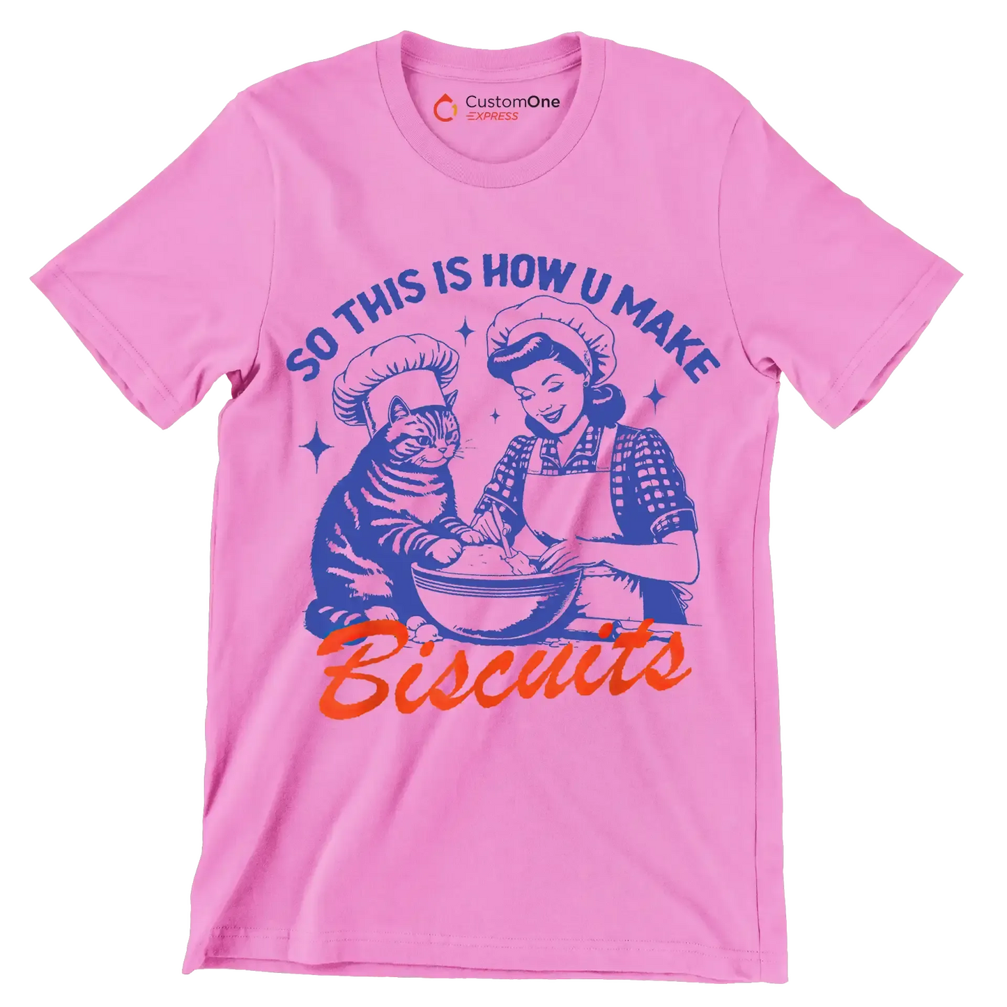 So this is how u make biscuits - Retro Themed T-Shirt-Pink-S-Custom One Express