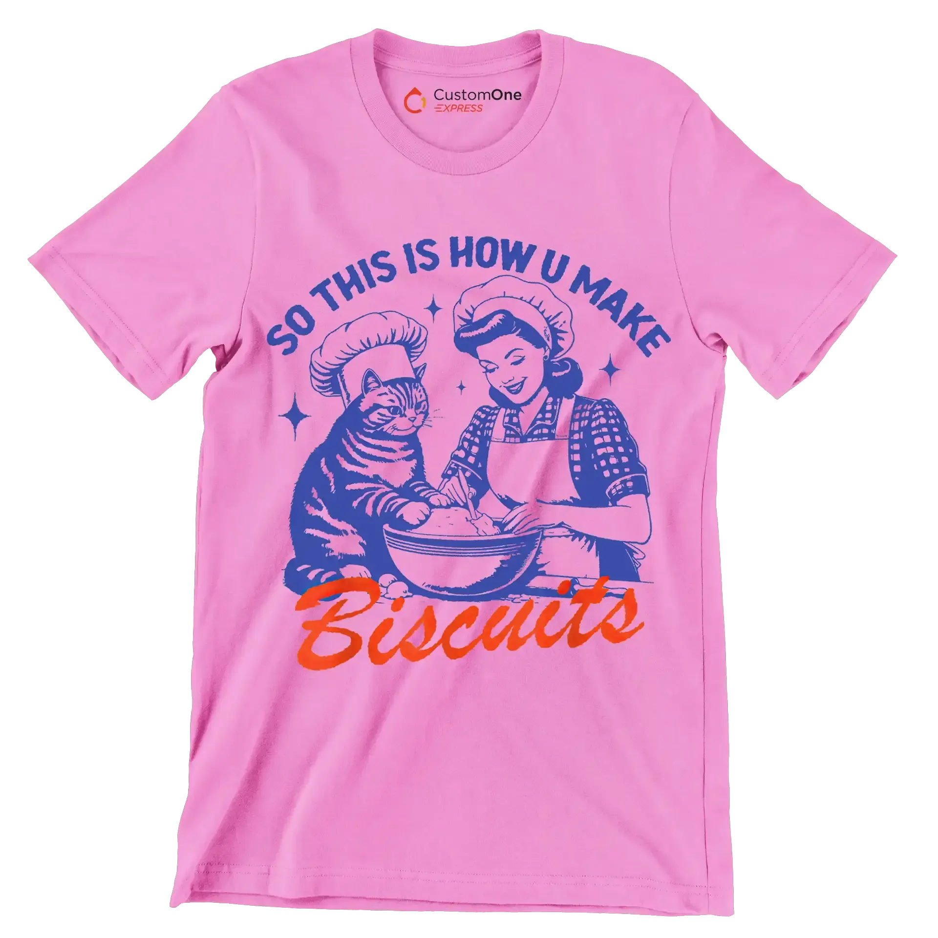 So this is how u make biscuits - Retro Themed T-Shirt-Pink-S-Custom One Express