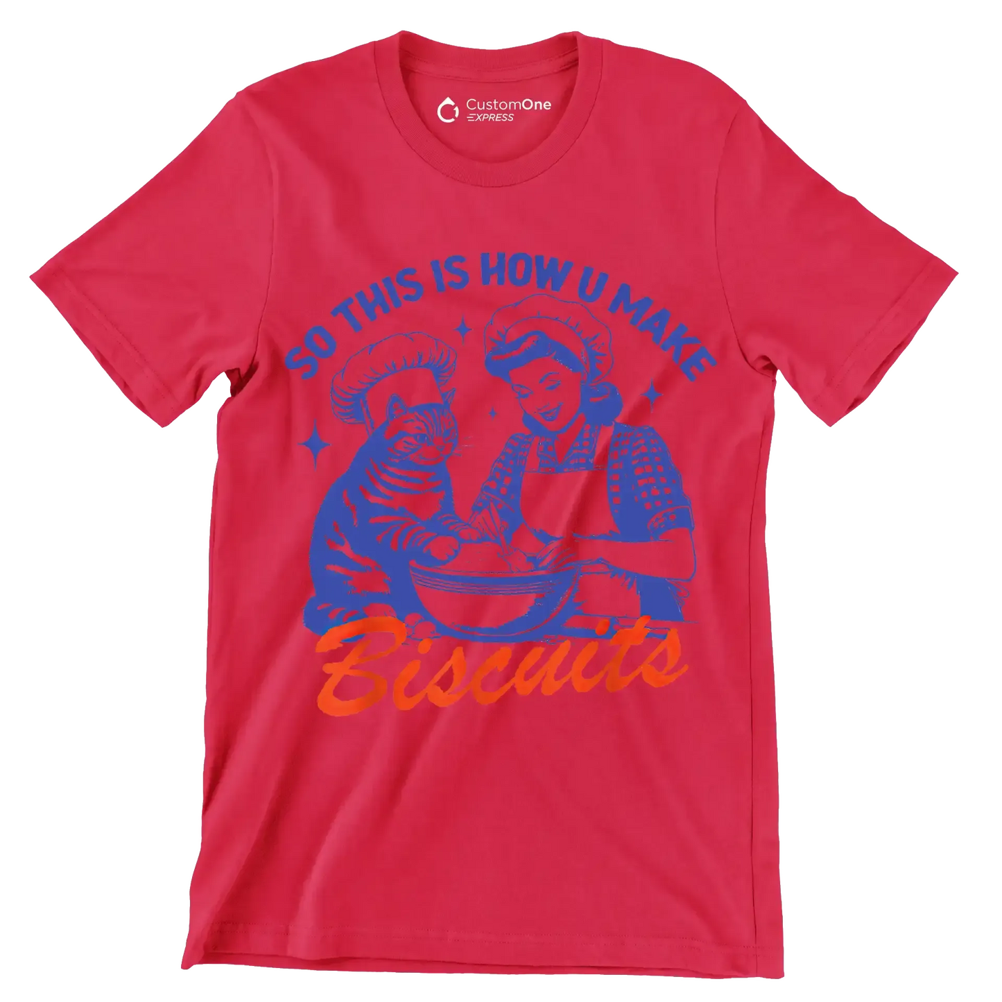 So this is how u make biscuits - Retro Themed T-Shirt-Red-S-Custom One Express