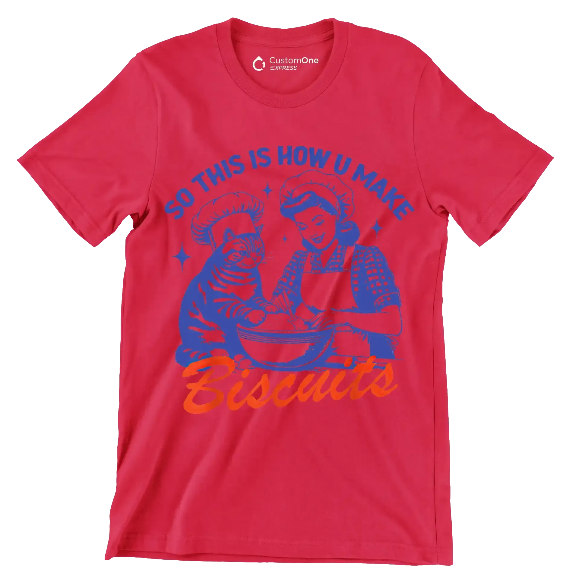 So this is how u make biscuits - Retro Themed T-Shirt-Red-S-Custom One Express