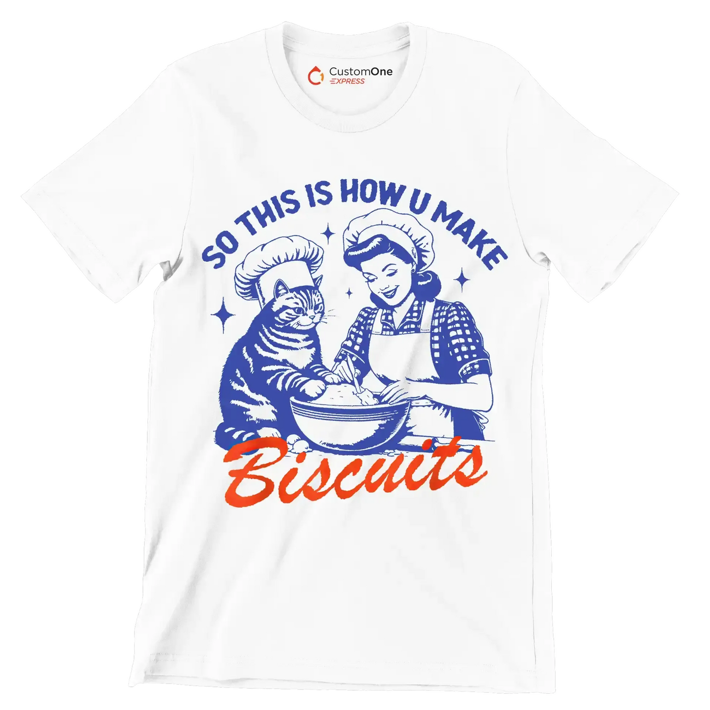 So this is how u make biscuits - Retro Themed T-Shirt-White-S-Custom One Express