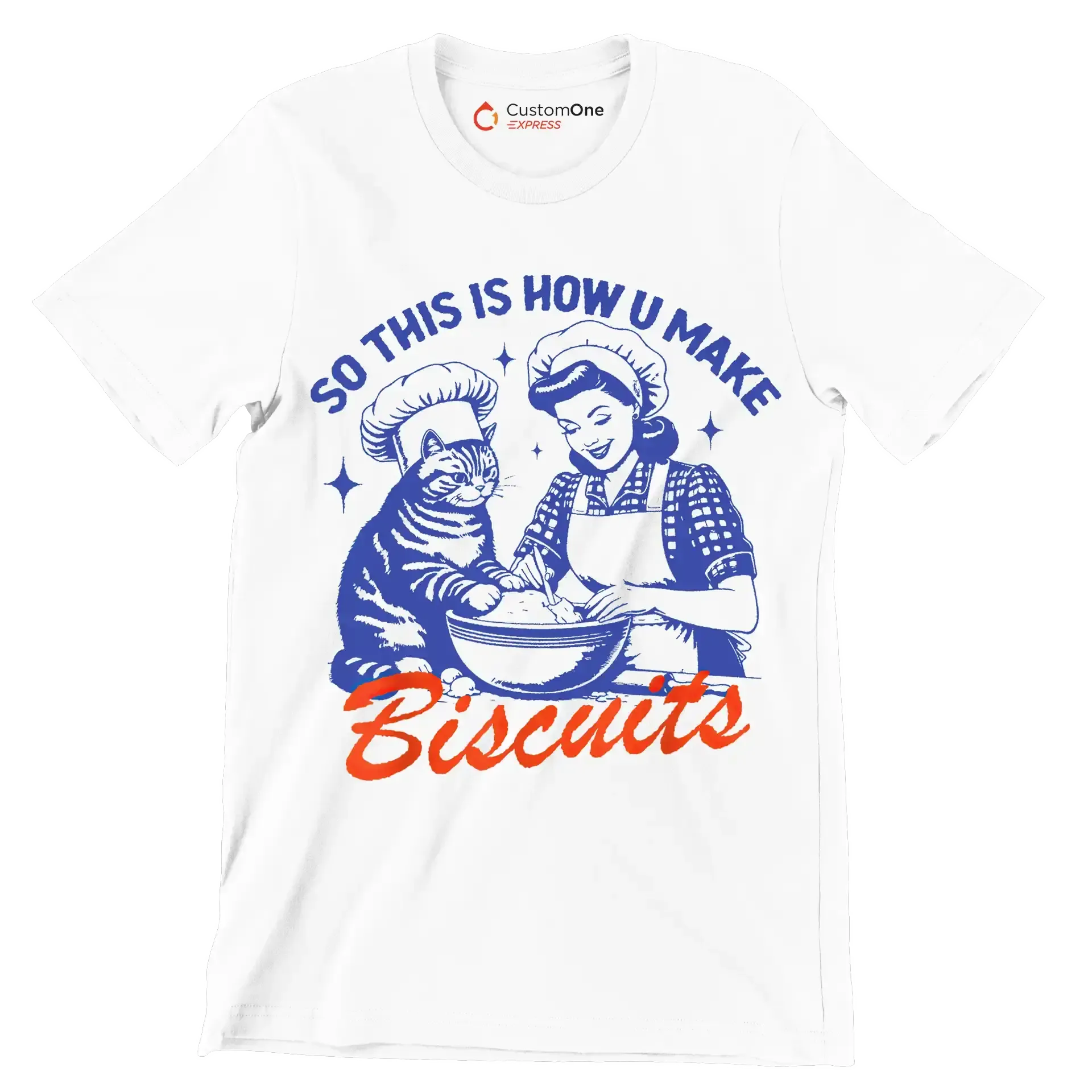 So this is how u make biscuits - Retro Themed T-Shirt-White-S-Custom One Express