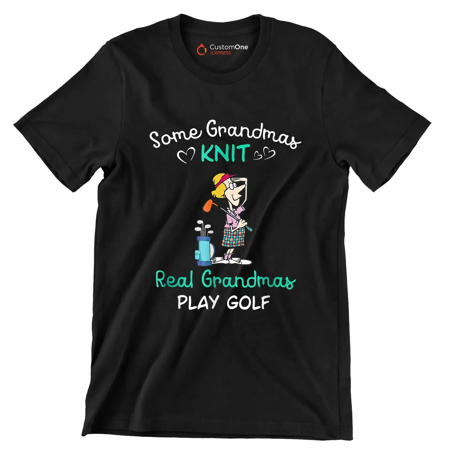 Some Grandmas Knit Real Grandmas Play Golf - Golf Themed T-Shirt-Black-S-Custom One Express