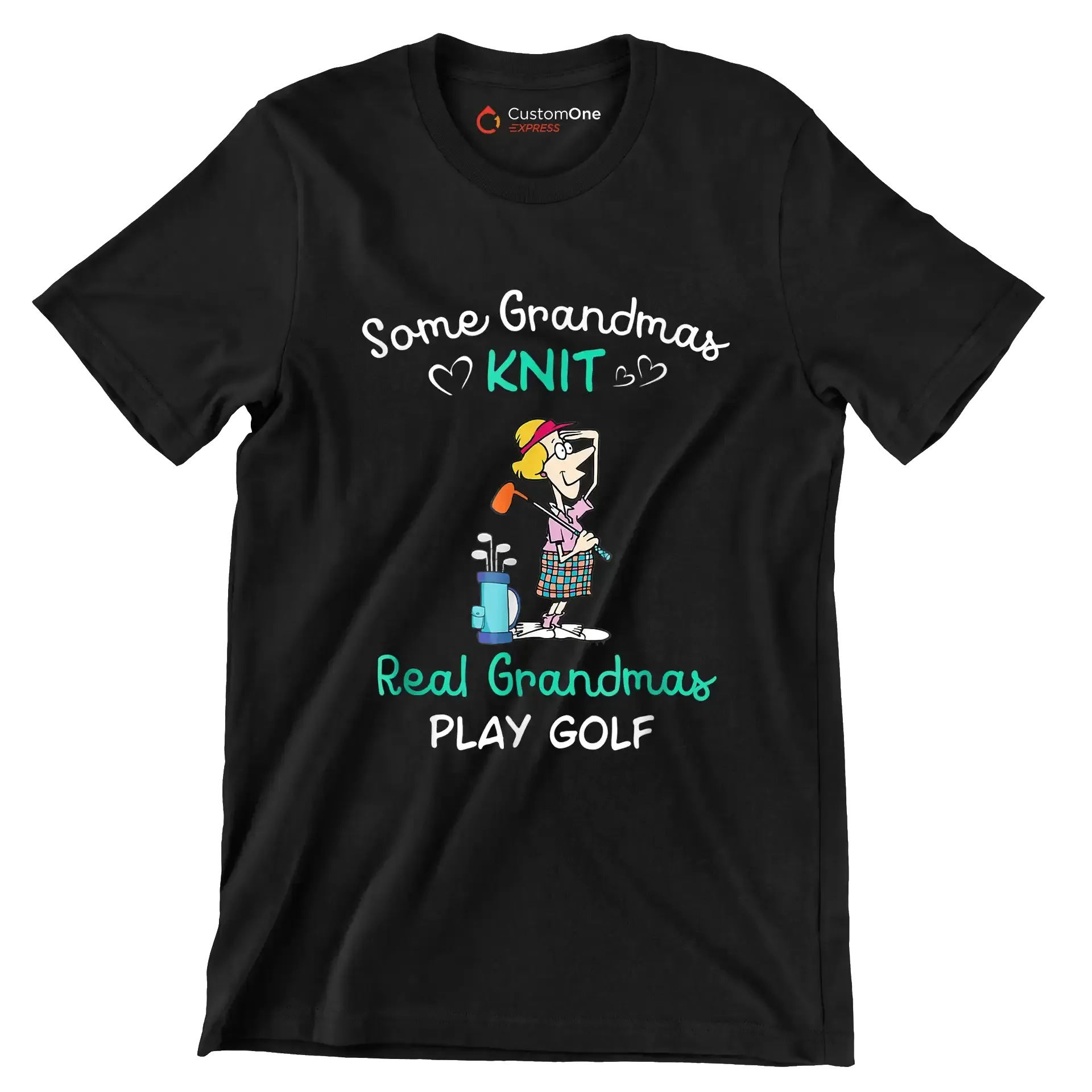 Some Grandmas Knit Real Grandmas Play Golf - Golf Themed T-Shirt-Black-S-Custom One Express