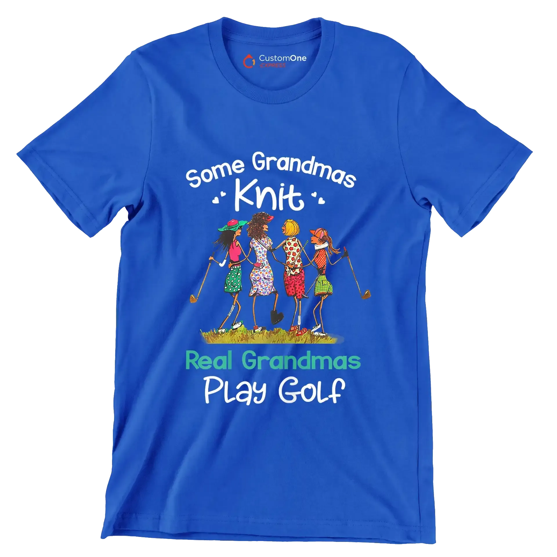Some Grandmas Knit Real Grandmas Play Golf - Golf Themed T-Shirt-Blue-S-Custom One Express