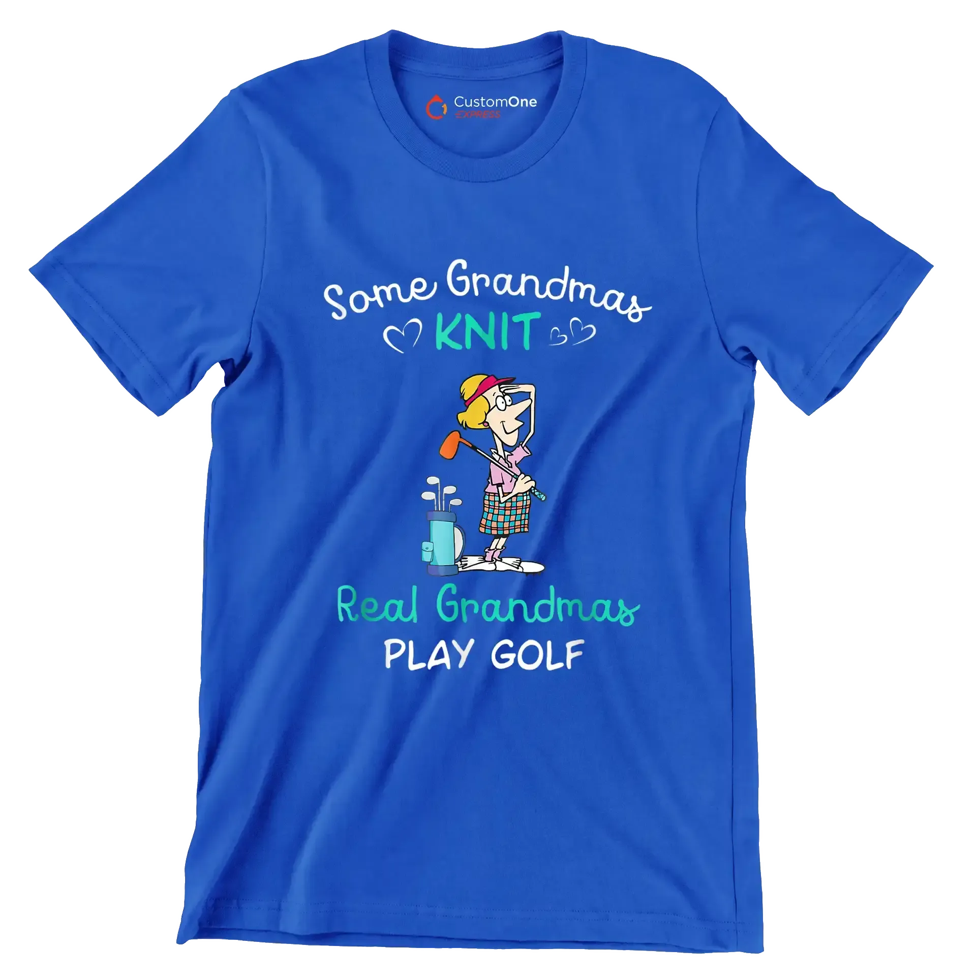 Some Grandmas Knit Real Grandmas Play Golf - Golf Themed T-Shirt-Blue-S-Custom One Express