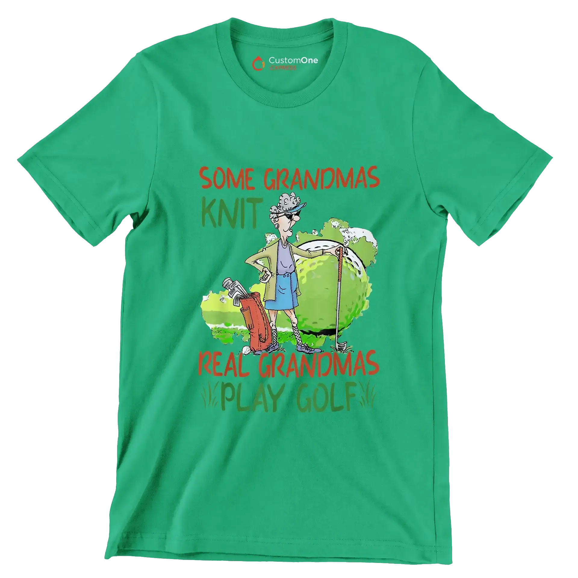 Some Grandmas Knit Real Grandmas Play Golf - Golf Themed T-Shirt-Green-S-Custom One Express