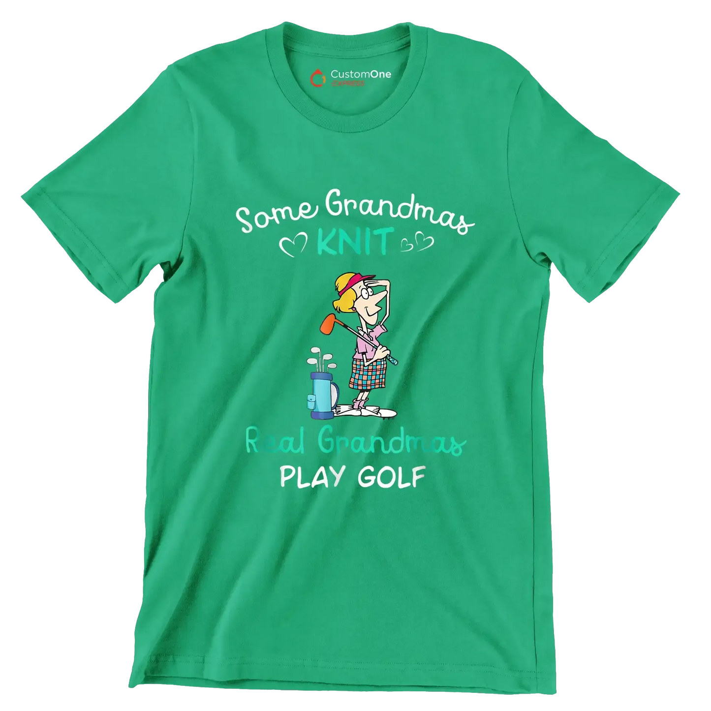 Some Grandmas Knit Real Grandmas Play Golf - Golf Themed T-Shirt-Green-S-Custom One Express