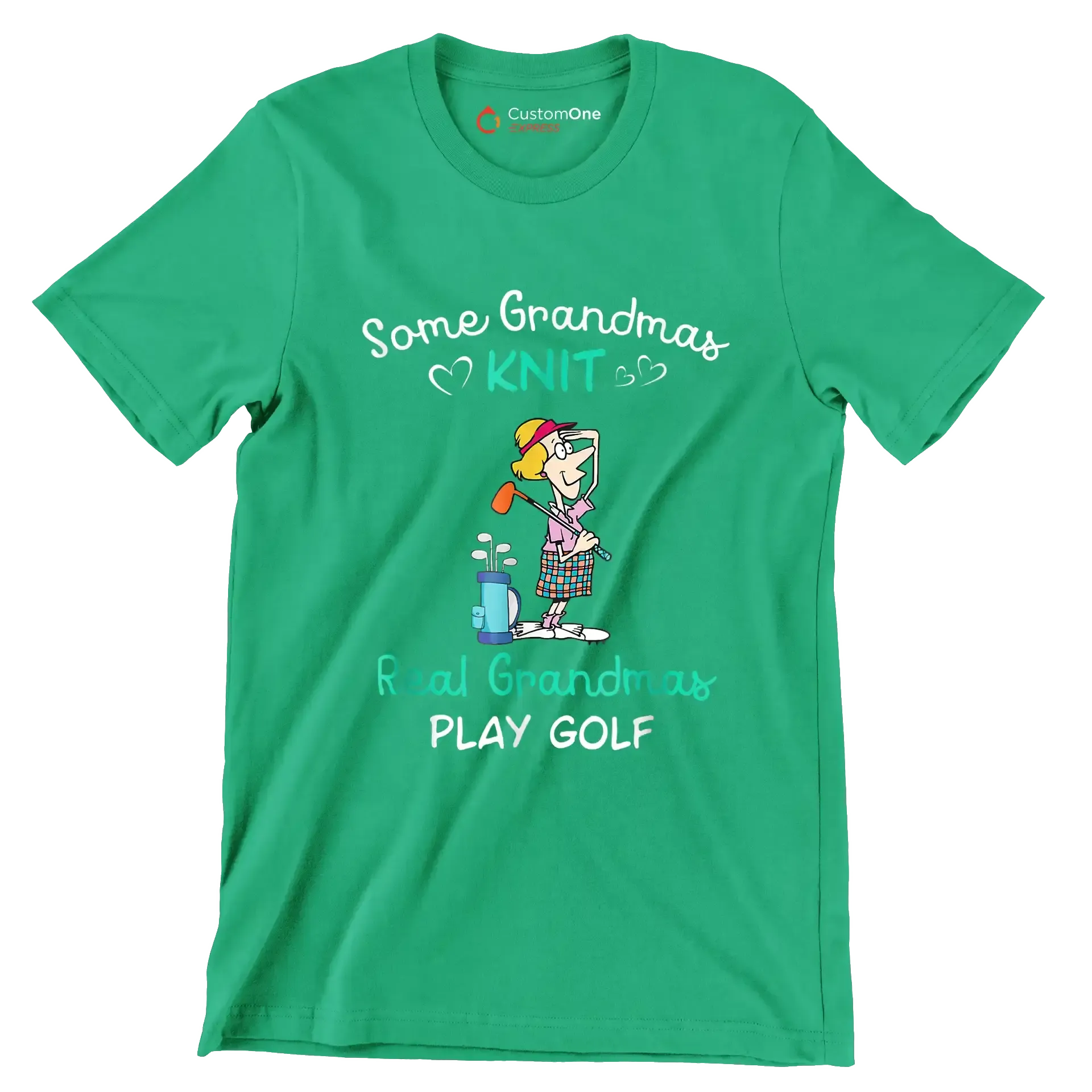 Some Grandmas Knit Real Grandmas Play Golf - Golf Themed T-Shirt-Green-S-Custom One Express