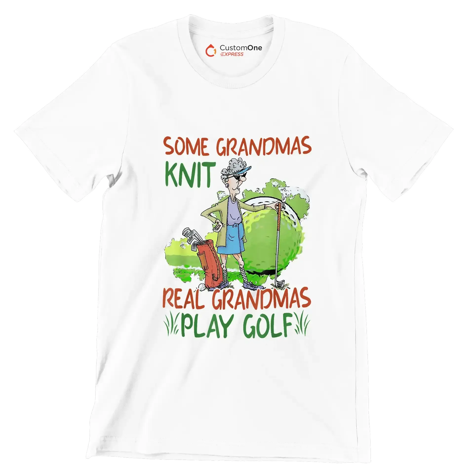 Some Grandmas Knit Real Grandmas Play Golf - Golf Themed T-Shirt-White-S-Custom One Express