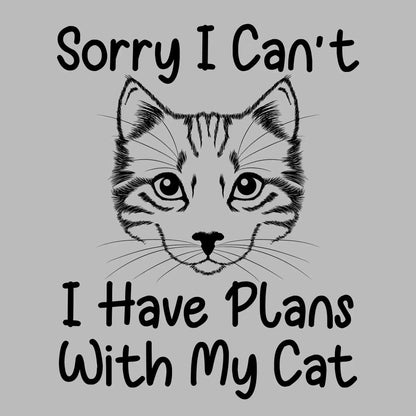 Sorry I can't I have plans with my cat - Cat Themed T-Shirt-Blue-S-Custom One Express