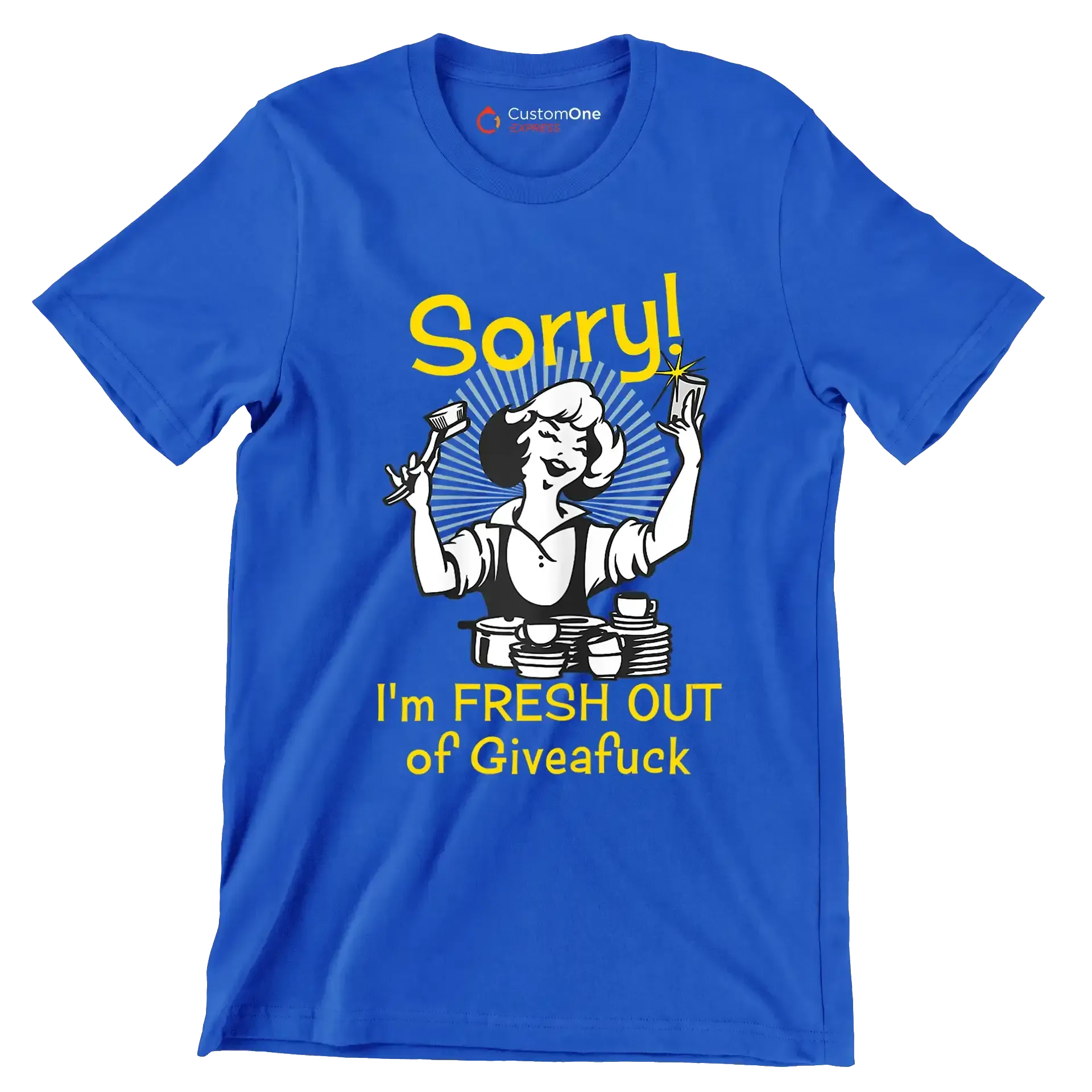 Sorry! I'm fresh out of giveafuck - Retro Themed T-Shirt-Blue-S-Custom One Express