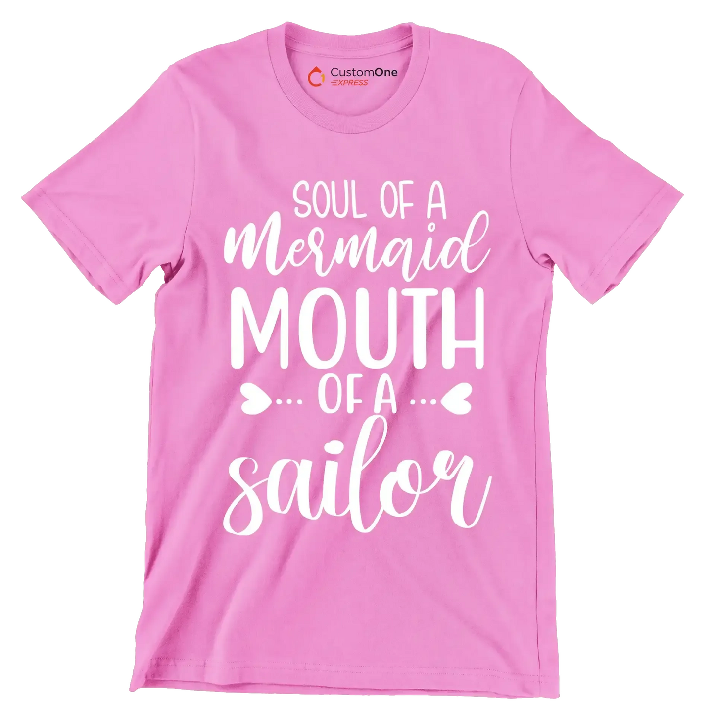Soul of a mermaid mouth of a sailor - Sarcasm Themed T-Shirt-Pink-S-Custom One Express