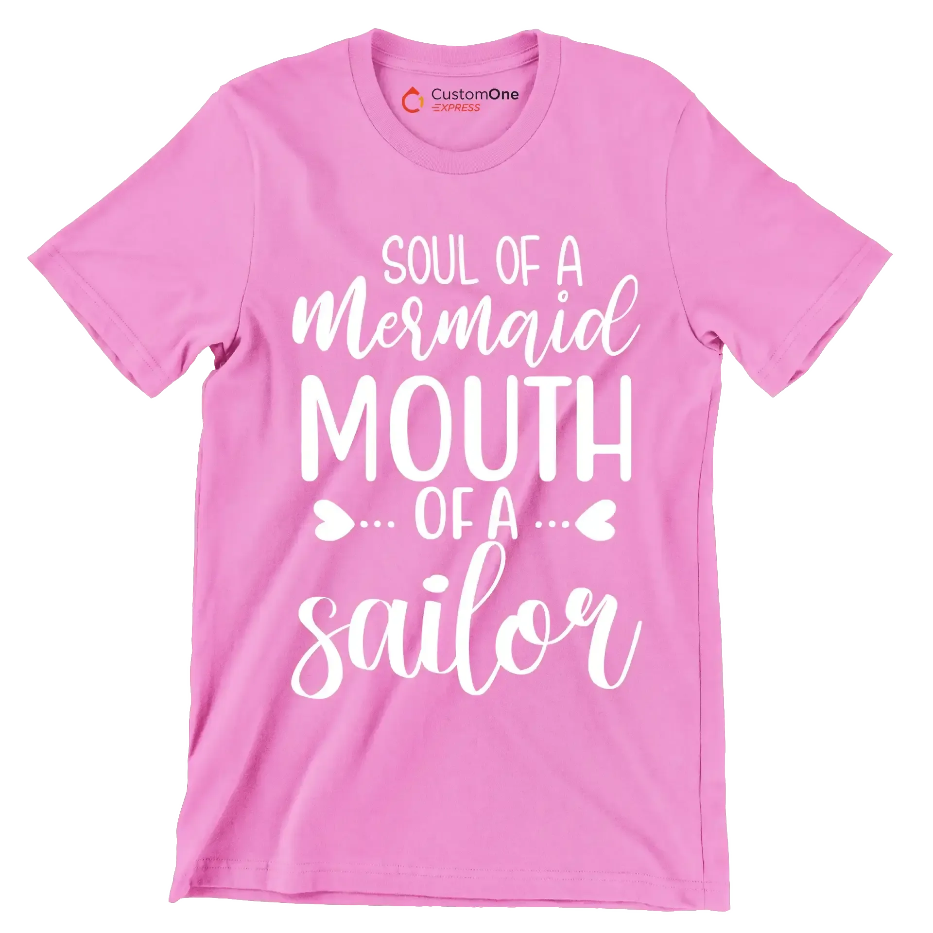 Soul of a mermaid mouth of a sailor - Sarcasm Themed T-Shirt-Pink-S-Custom One Express