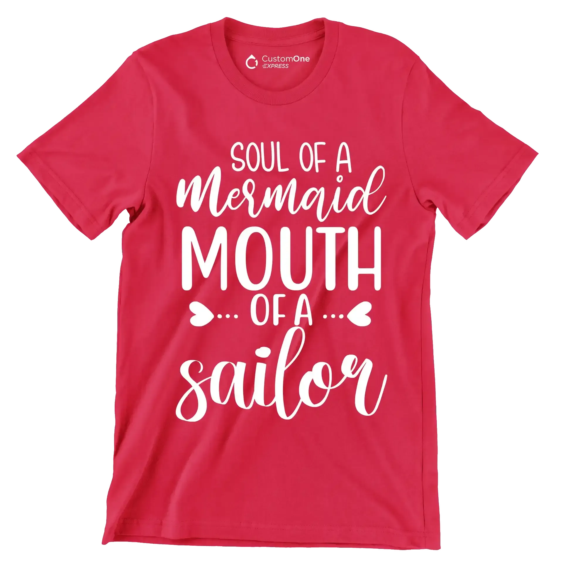 Soul of a mermaid mouth of a sailor - Sarcasm Themed T-Shirt-Red-S-Custom One Express