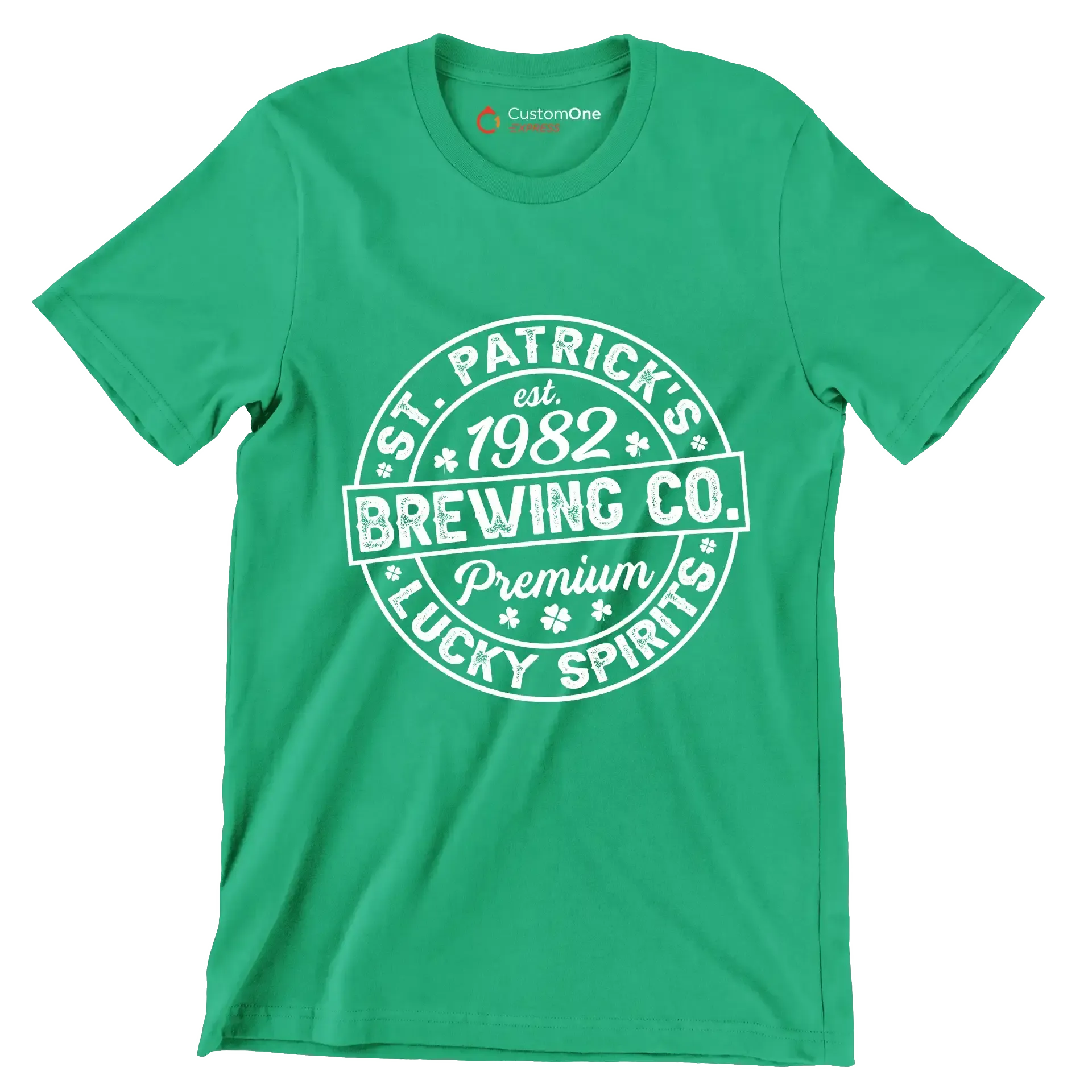 St. Patrick's Brewing Co. Est. 1982 Premium Lucky Spirits - St. Patrick's Day T-Shirt-Green-S-Custom One Express