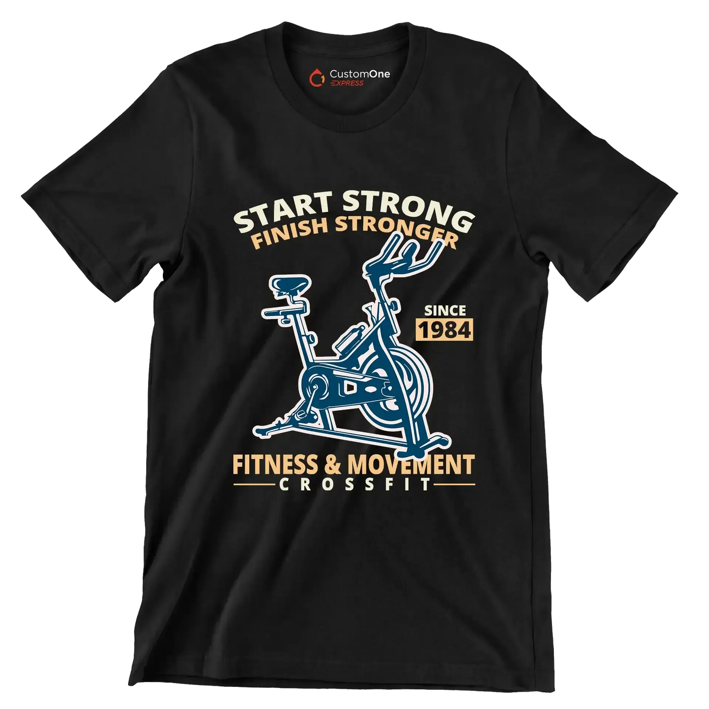 Start Strong Finish Stronger Since 1984 Fitness Movement Crossfit - Gym Themed T-Shirt-Black-S-Custom One Express
