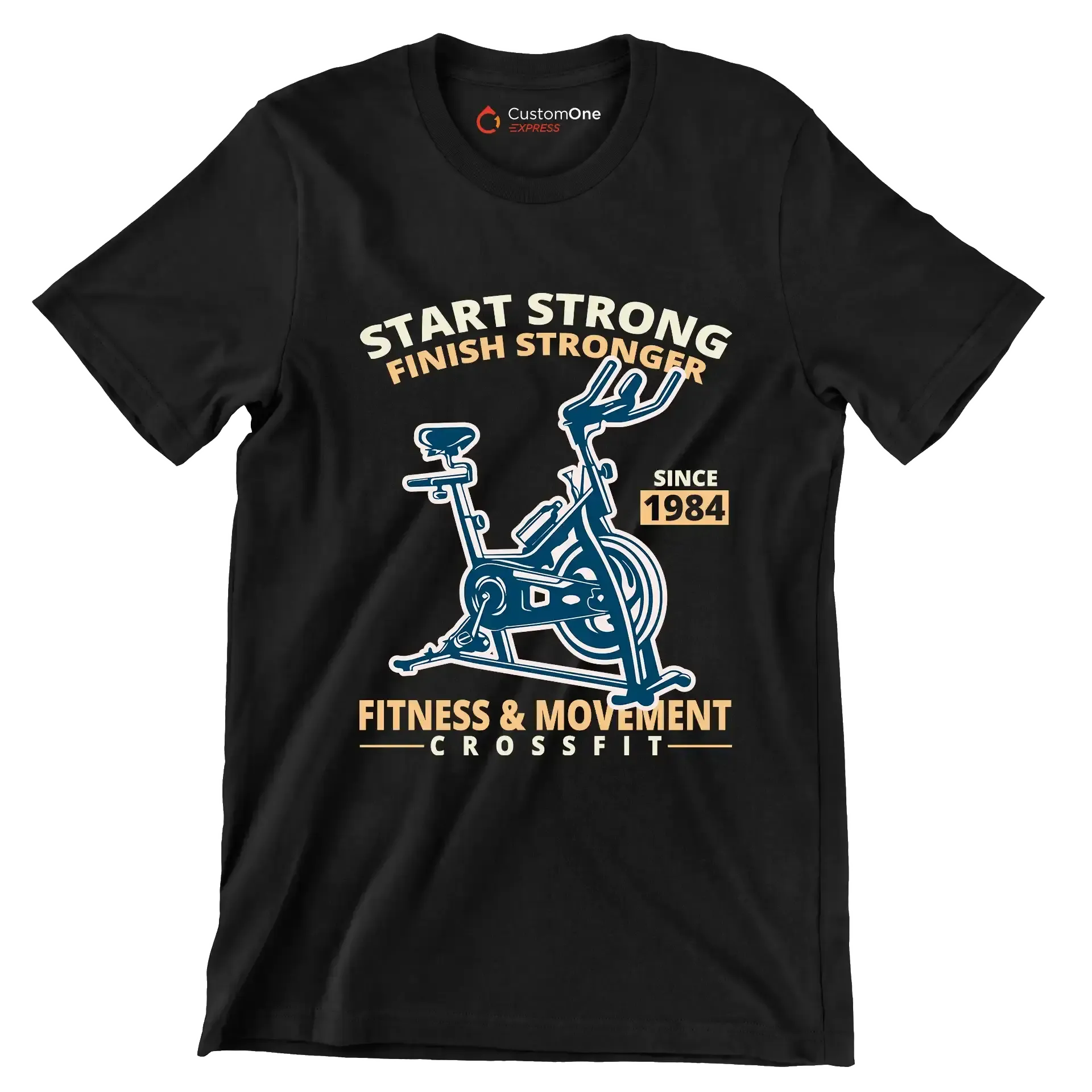 Start Strong Finish Stronger Since 1984 Fitness Movement Crossfit - Gym Themed T-Shirt-Black-S-Custom One Express