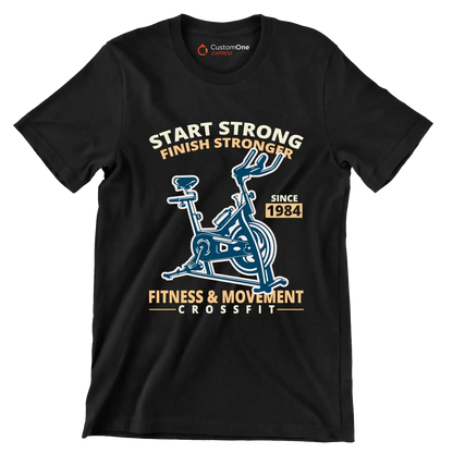 Start Strong Finish Stronger Since 1984 Fitness Movement Crossfit - Gym Themed T-Shirt-Black-S-Custom One Express