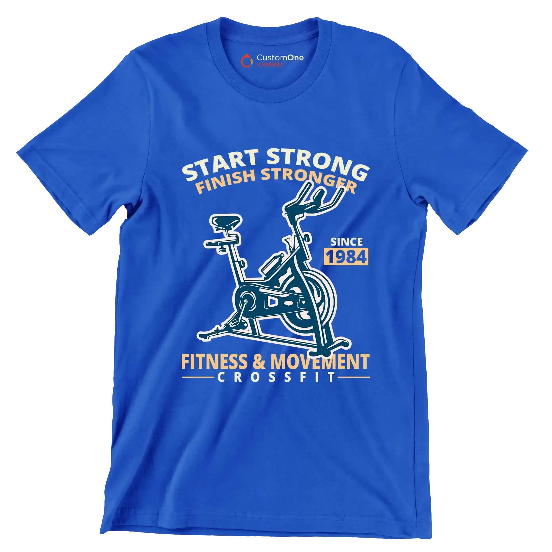Start Strong Finish Stronger Since 1984 Fitness Movement Crossfit - Gym Themed T-Shirt-Blue-S-Custom One Express