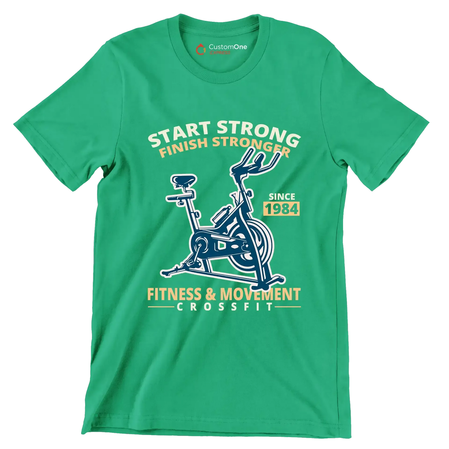 Start Strong Finish Stronger Since 1984 Fitness Movement Crossfit - Gym Themed T-Shirt-Green-S-Custom One Express