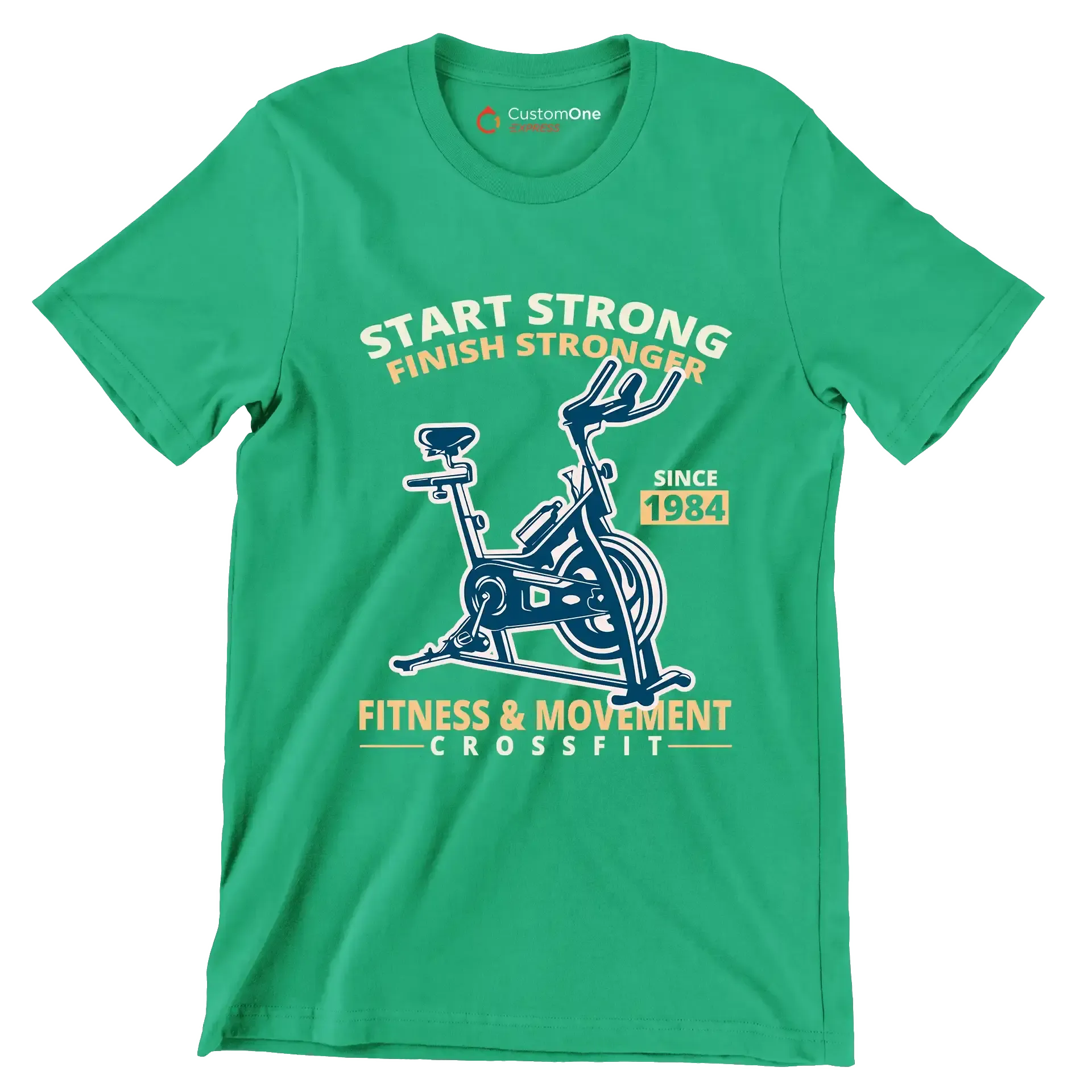 Start Strong Finish Stronger Since 1984 Fitness Movement Crossfit - Gym Themed T-Shirt-Green-S-Custom One Express