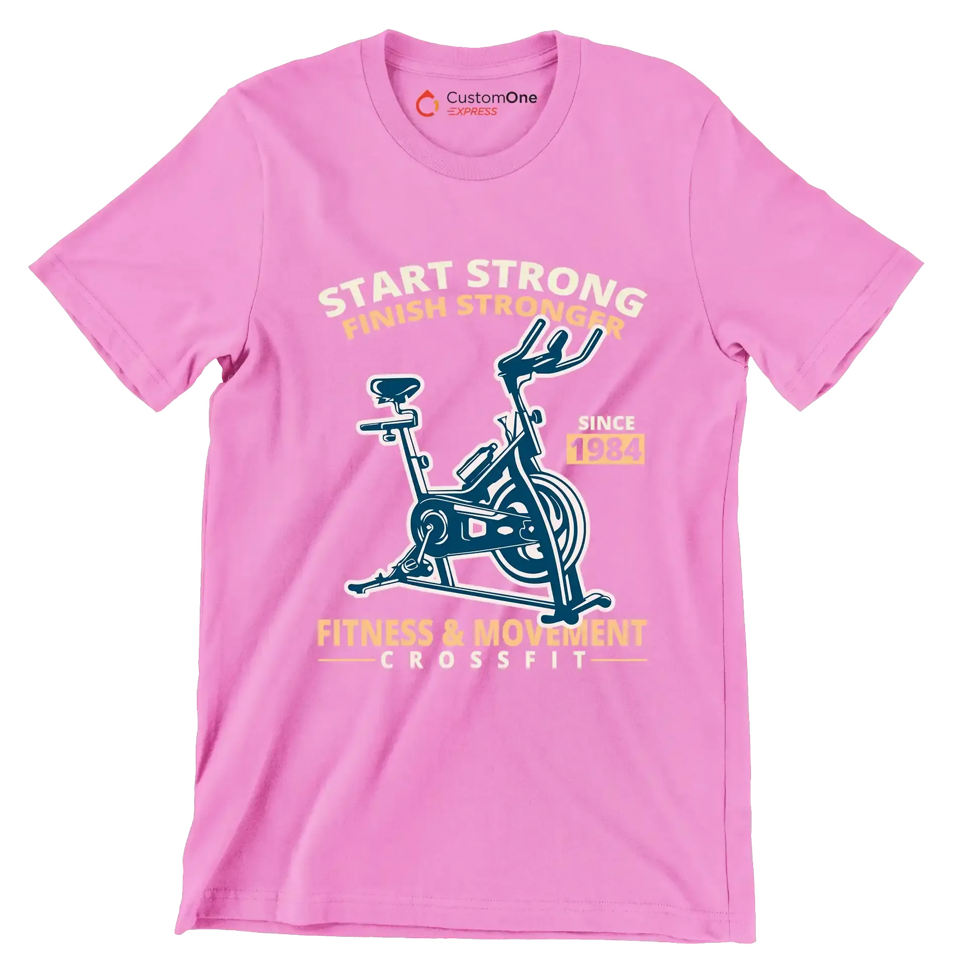 Start Strong Finish Stronger Since 1984 Fitness Movement Crossfit - Gym Themed T-Shirt-Pink-S-Custom One Express