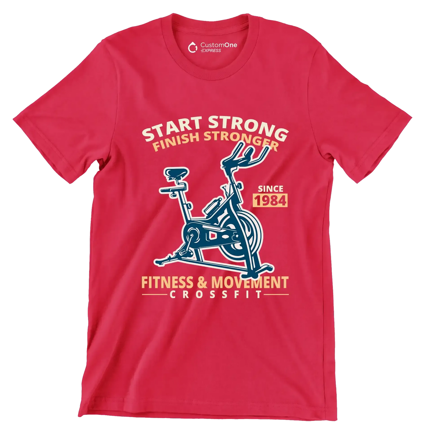 Start Strong Finish Stronger Since 1984 Fitness Movement Crossfit - Gym Themed T-Shirt-Red-S-Custom One Express