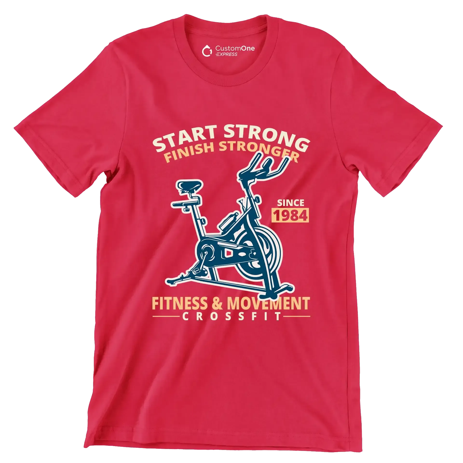 Start Strong Finish Stronger Since 1984 Fitness Movement Crossfit - Gym Themed T-Shirt-Red-S-Custom One Express