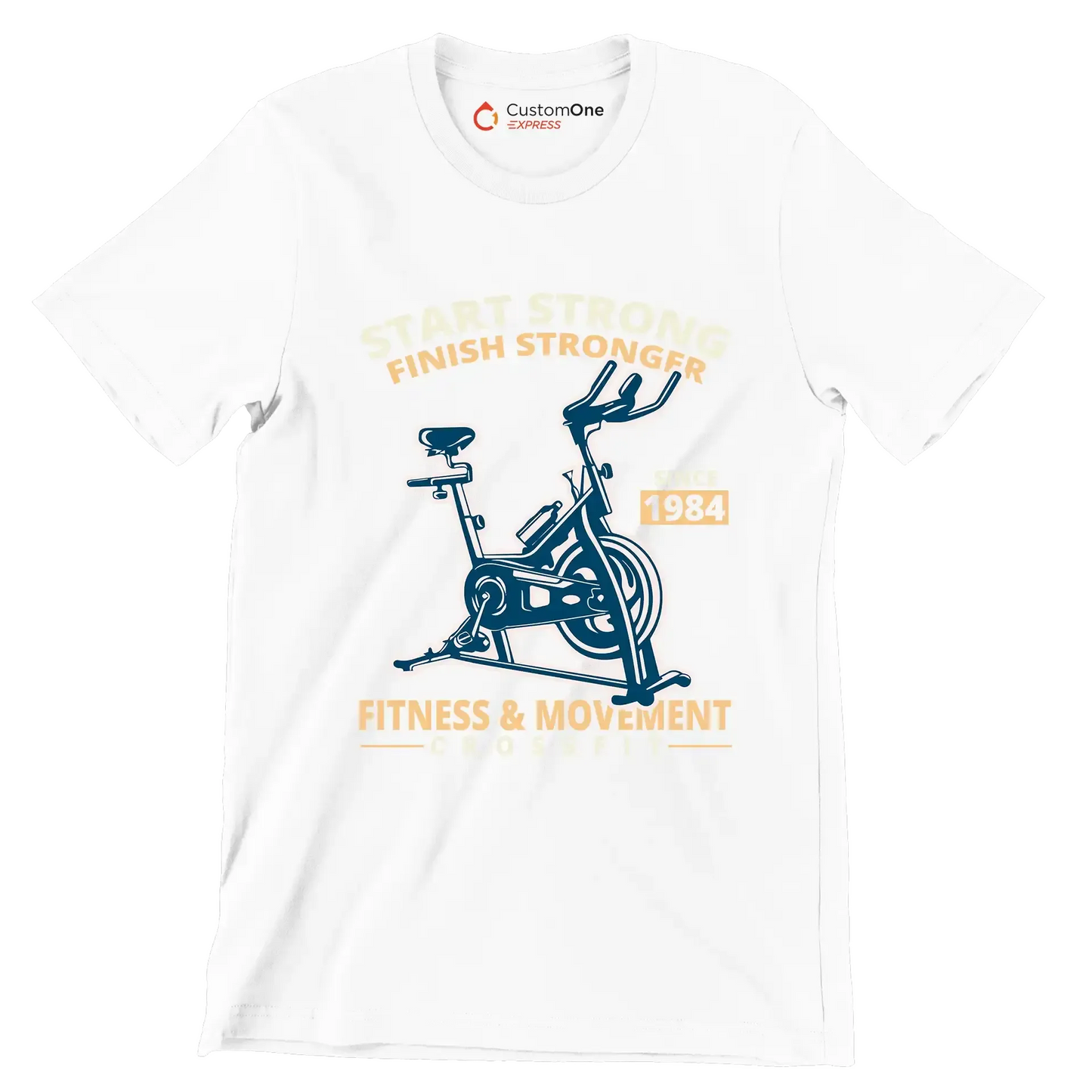 Start Strong Finish Stronger Since 1984 Fitness Movement Crossfit - Gym Themed T-Shirt-White-S-Custom One Express