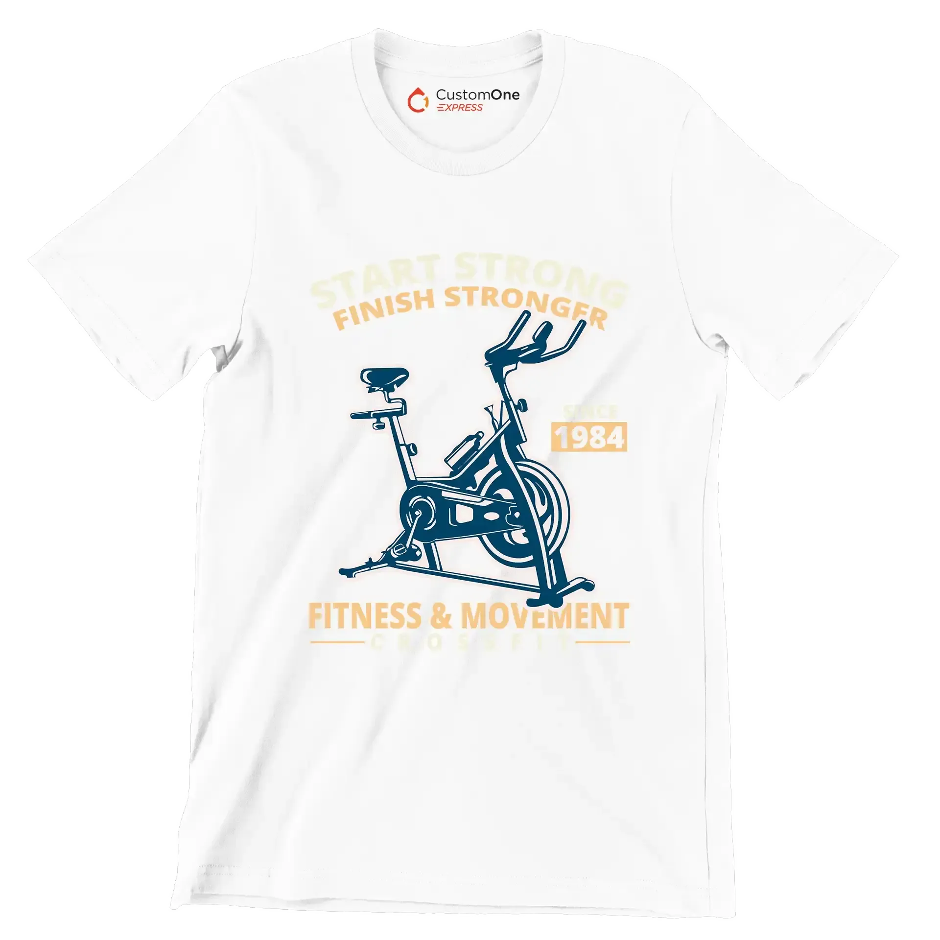 Start Strong Finish Stronger Since 1984 Fitness Movement Crossfit - Gym Themed T-Shirt-White-S-Custom One Express