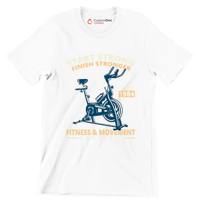 Start Strong Finish Stronger Since 1984 Fitness Movement Crossfit - Gym Themed T-Shirt-White-S-Custom One Express