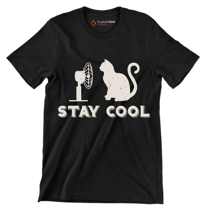 Stay cool - Cat Themed T-Shirt-Black-S-Custom One Express