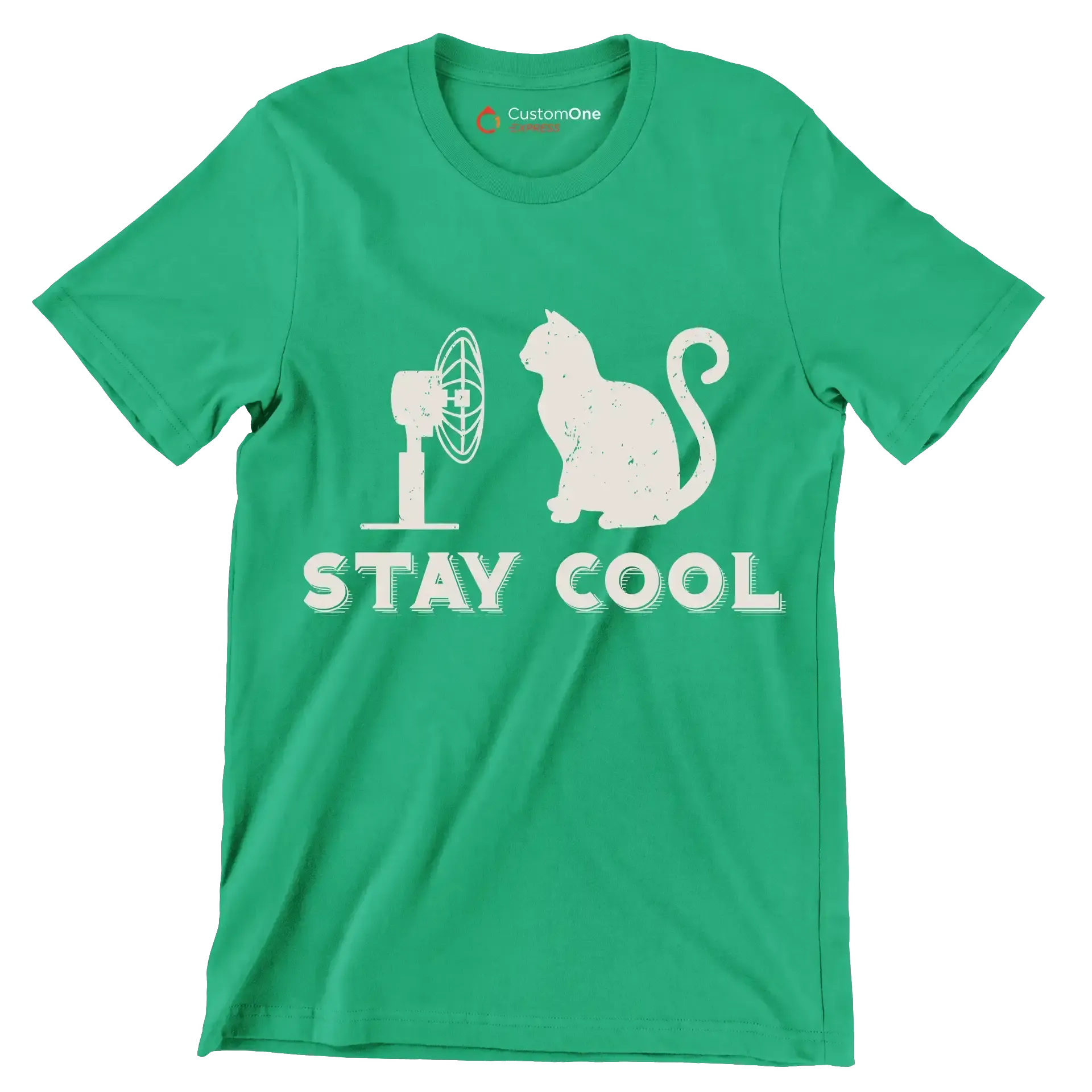 Stay cool - Cat Themed T-Shirt-Green-S-Custom One Express