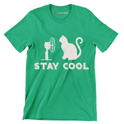 Stay cool - Cat Themed T-Shirt-Green-S-Custom One Express