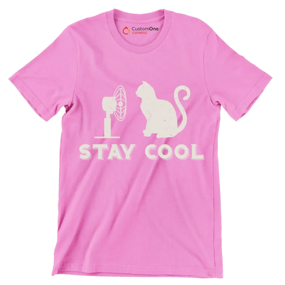 Stay cool - Cat Themed T-Shirt-Pink-S-Custom One Express