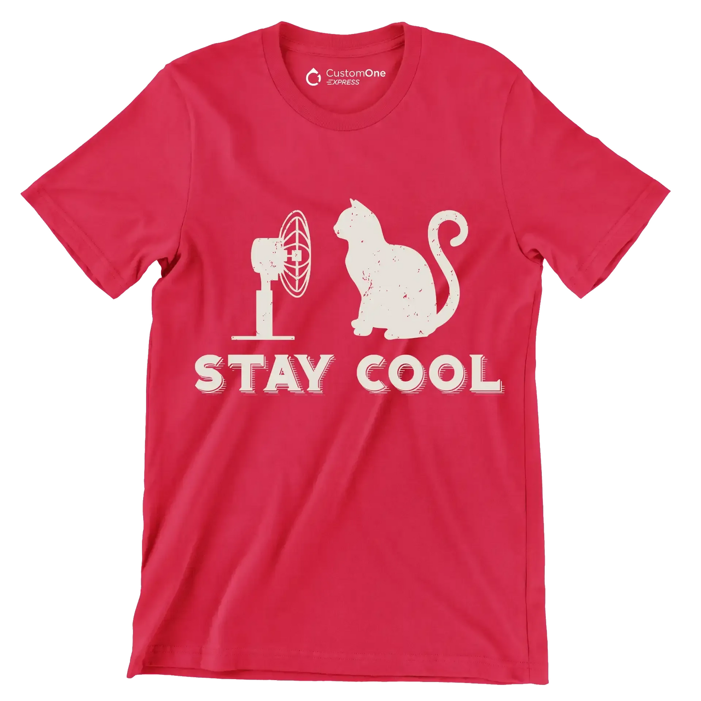 Stay cool - Cat Themed T-Shirt-Red-S-Custom One Express