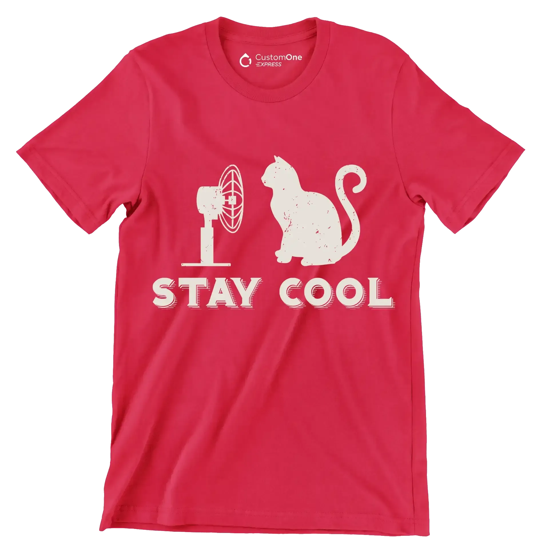 Stay cool - Cat Themed T-Shirt-Red-S-Custom One Express