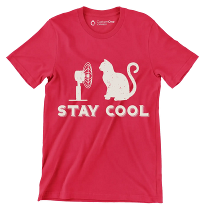 Stay cool - Cat Themed T-Shirt-Red-S-Custom One Express