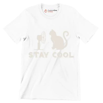 Stay cool - Cat Themed T-Shirt-White-S-Custom One Express