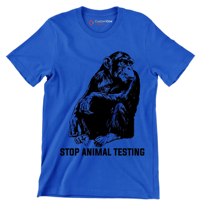 Stop animal testing - Vegan Themed T-Shirt-Blue-S-Custom One Express