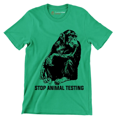 Stop animal testing - Vegan Themed T-Shirt-Green-S-Custom One Express