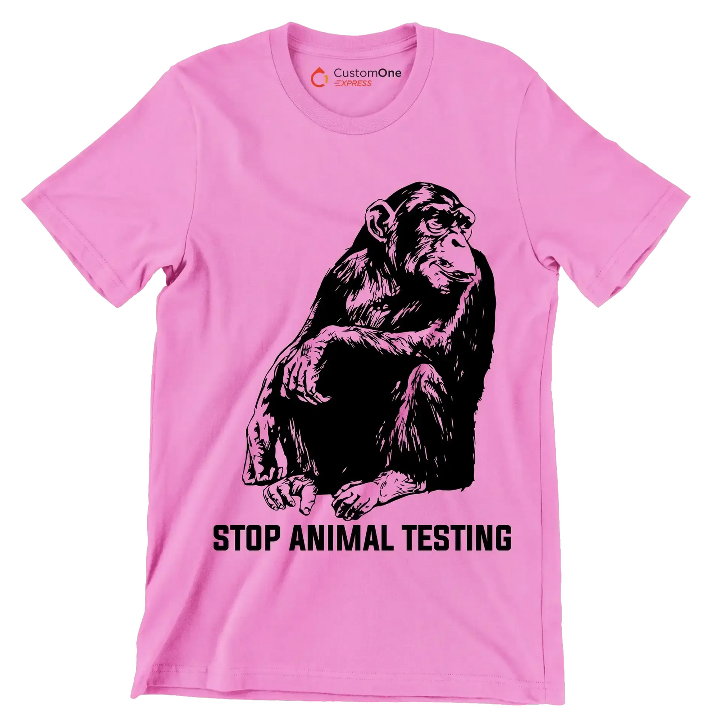 Stop animal testing - Vegan Themed T-Shirt-Pink-S-Custom One Express