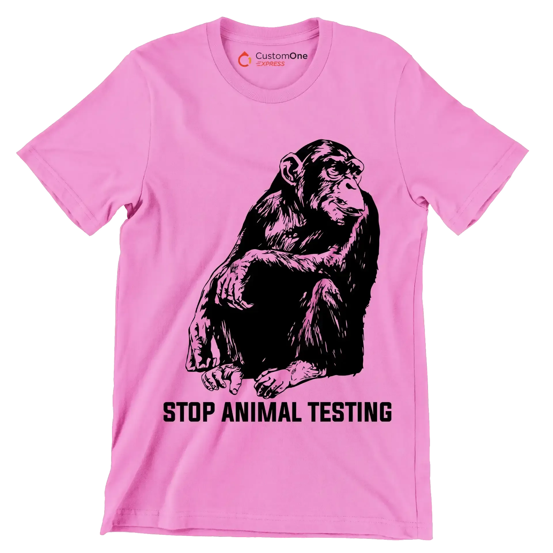 Stop animal testing - Vegan Themed T-Shirt-Pink-S-Custom One Express