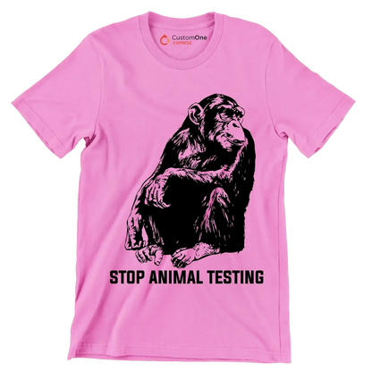 Stop animal testing - Vegan Themed T-Shirt-Pink-S-Custom One Express