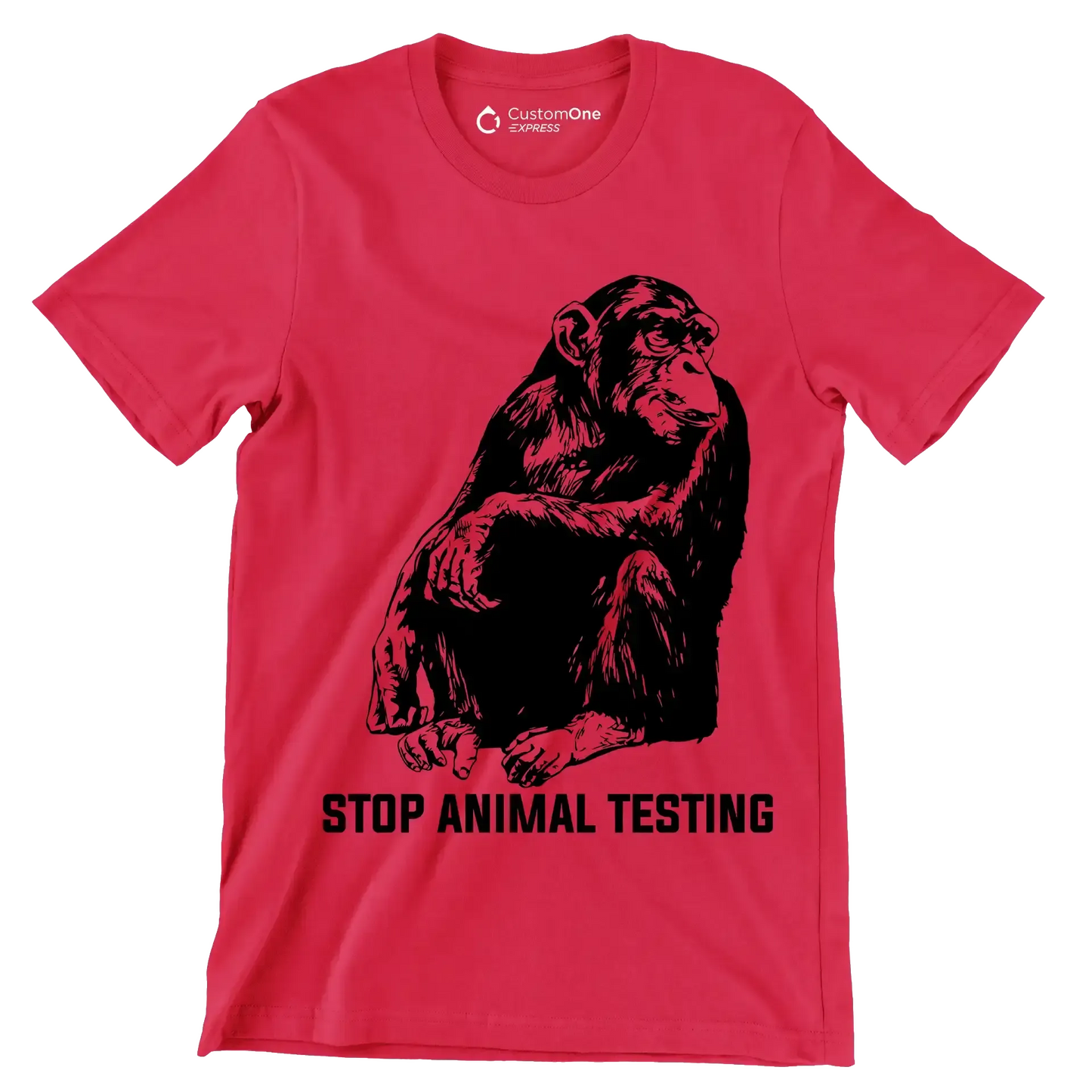 Stop animal testing - Vegan Themed T-Shirt-Red-S-Custom One Express