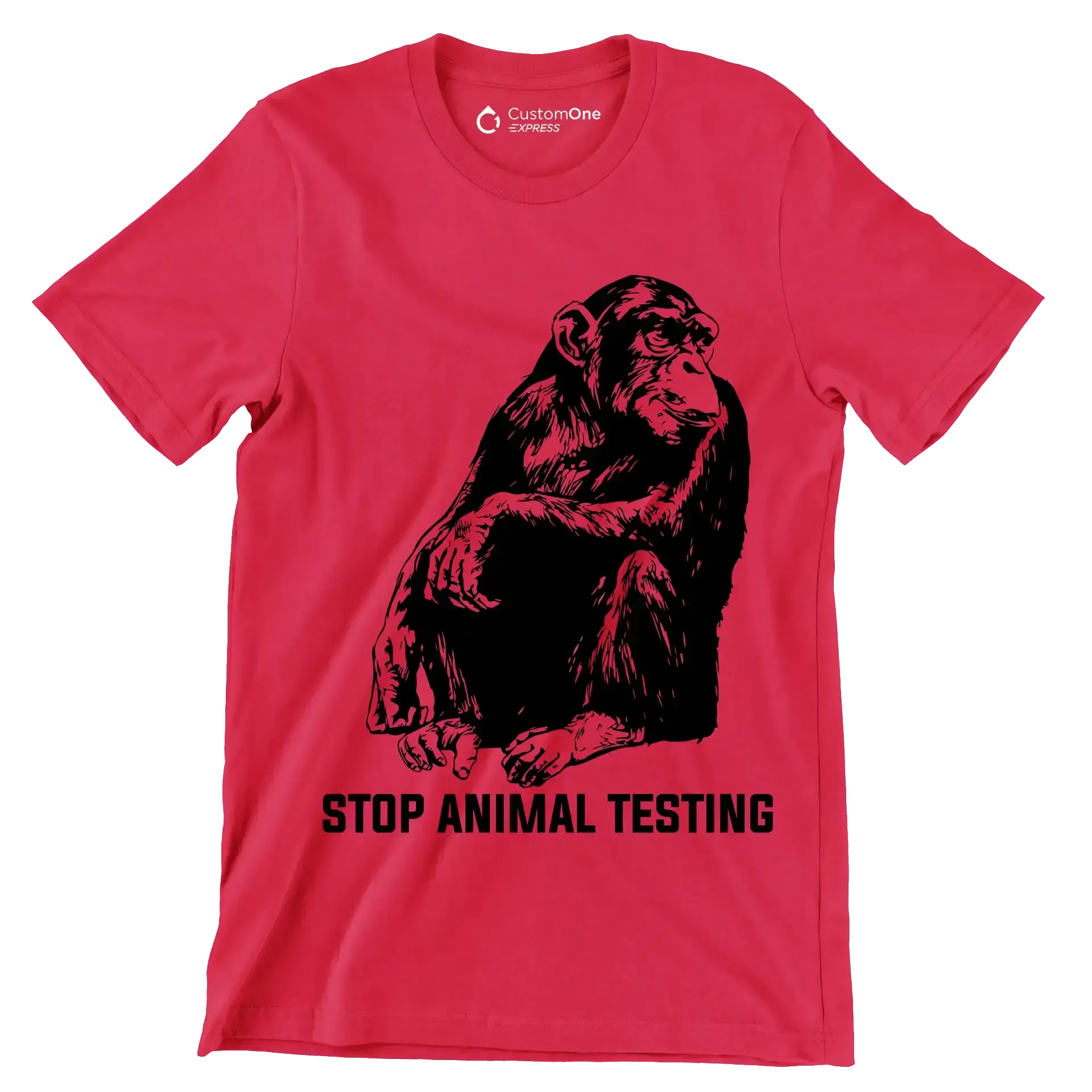 Stop animal testing - Vegan Themed T-Shirt-Red-S-Custom One Express