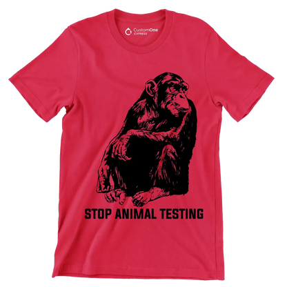 Stop animal testing - Vegan Themed T-Shirt-Red-S-Custom One Express