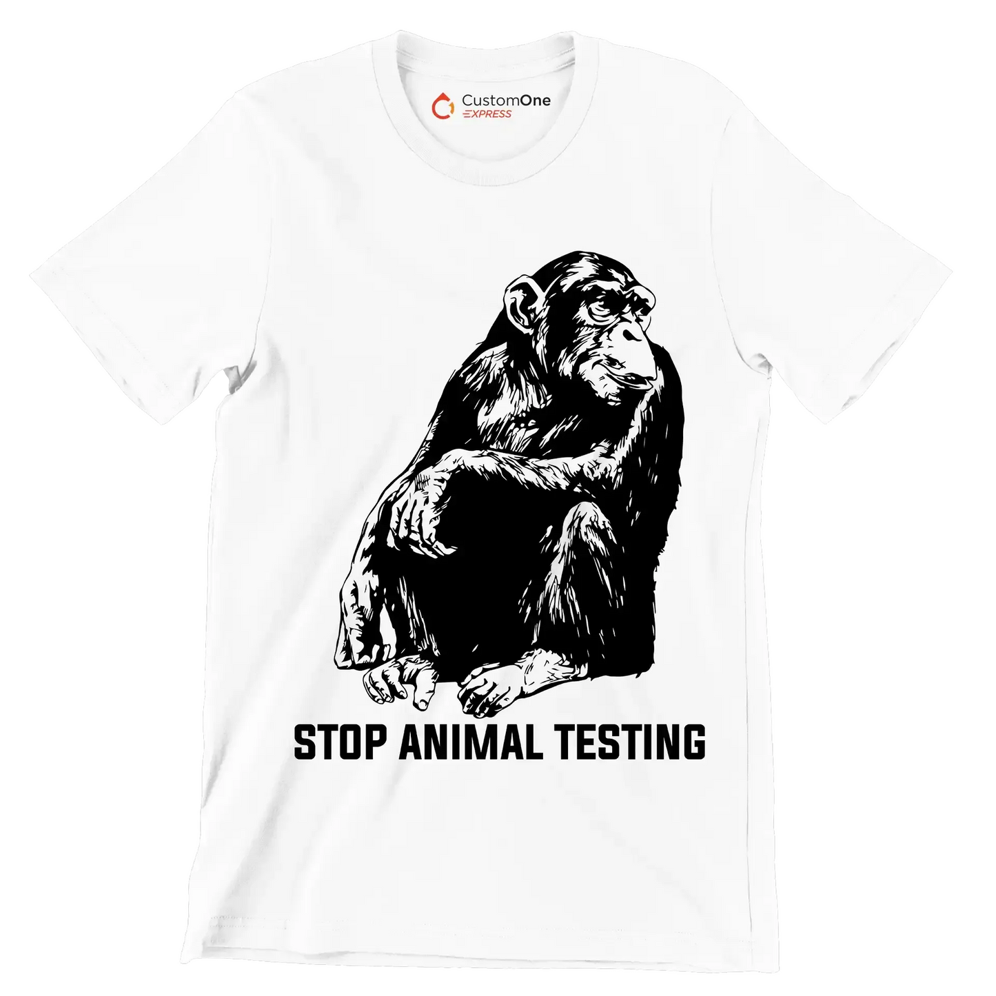 Stop animal testing - Vegan Themed T-Shirt-White-S-Custom One Express